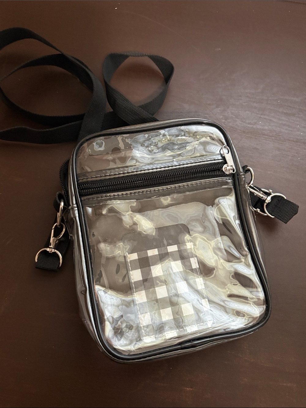 Clear Crossbody Bag with Black Trim